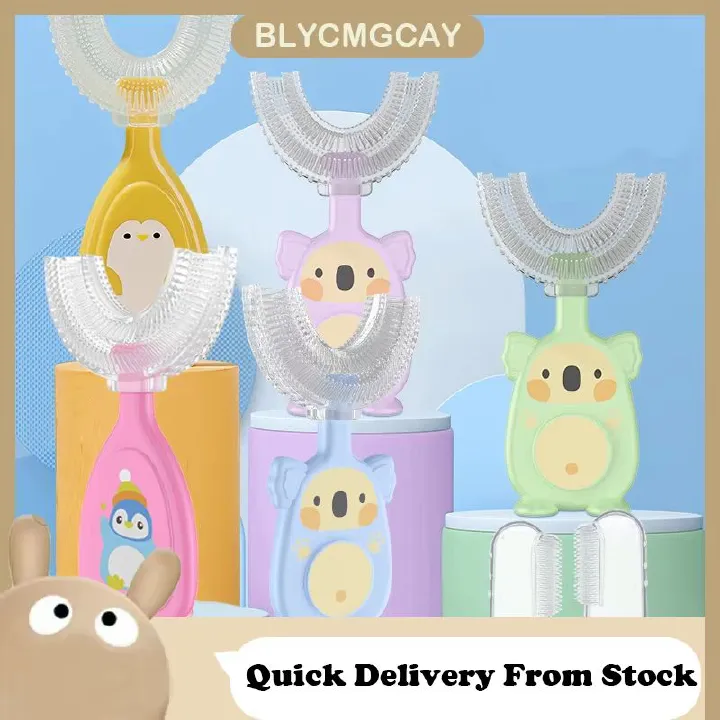 Baby 360 Degree U-shaped Oral Care Cleaning Silicone Soft Toothbrush Cartoon Penguin Koala Cute Children Toothbrush