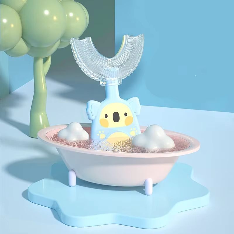 Baby 360 Degree U-shaped Oral Care Cleaning Silicone Soft Toothbrush Cartoon Penguin Koala Cute Children Toothbrush