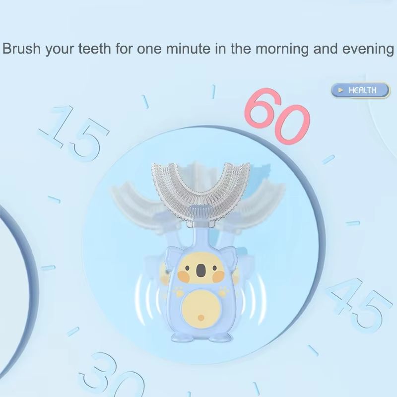 Baby 360 Degree U-shaped Oral Care Cleaning Silicone Soft Toothbrush Cartoon Penguin Koala Cute Children Toothbrush