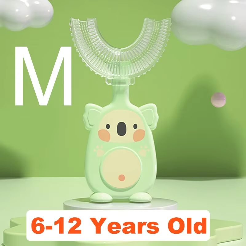 Baby 360 Degree U-shaped Oral Care Cleaning Silicone Soft Toothbrush Cartoon Penguin Koala Cute Children Toothbrush