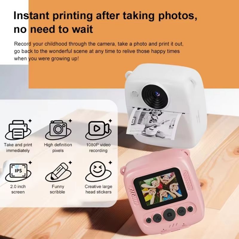 Kids Instant Print Camera Toys 1080P 2.0 Inch Screen Zoom Video Photo Child Birthday Festival Gifts Children Digital Camera Set