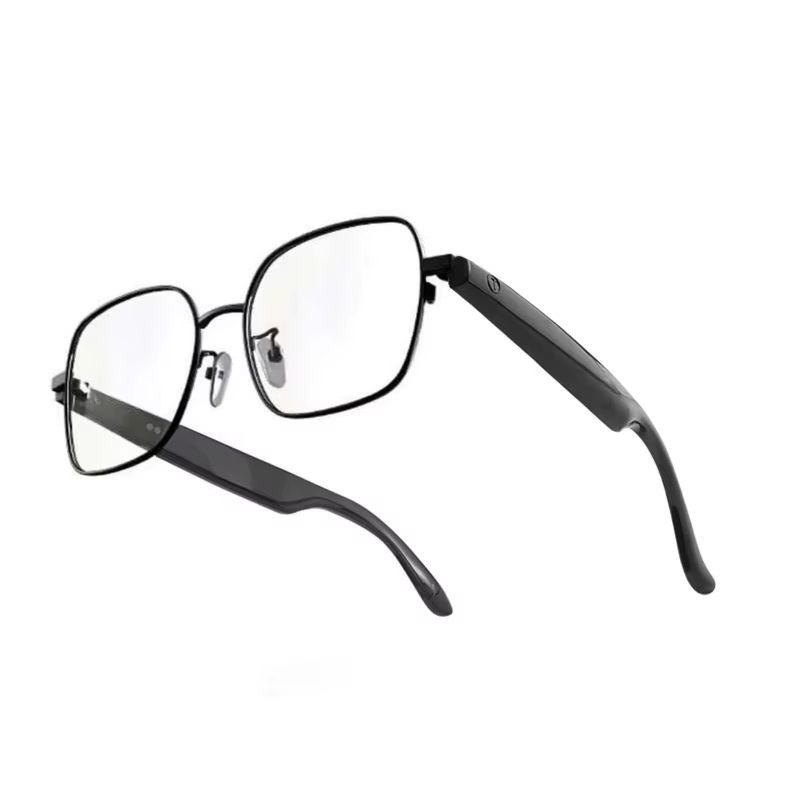 2025 Newest Retro Smart Wearable Earphones Bluetooth Photochromic Lens Black Frame Stock Manufacturer Photo Earphones Wearable
