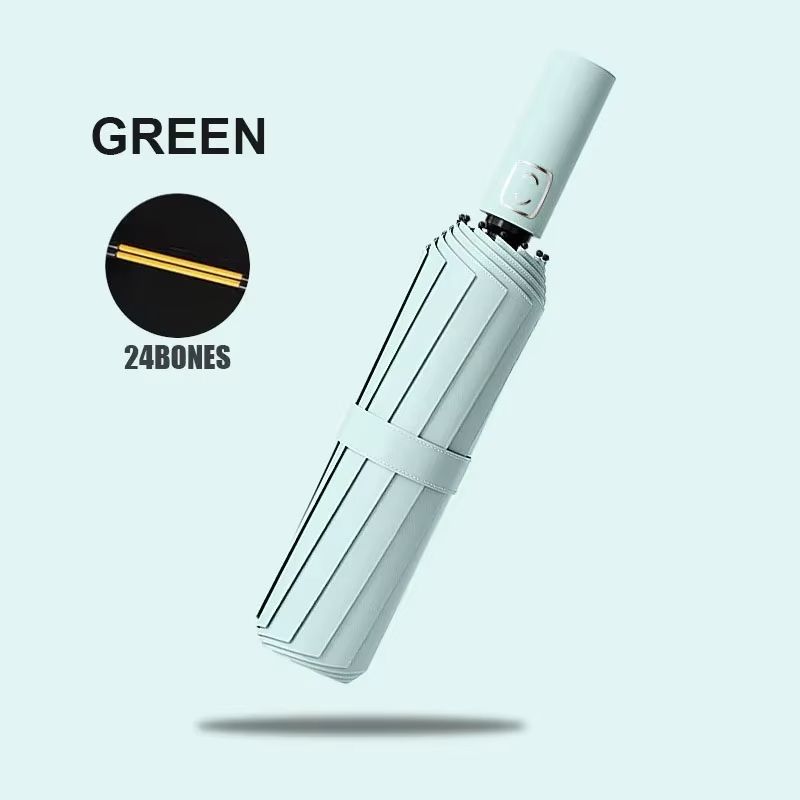 Large 24 Bone Solid Color Automatic Umbrella Light Collapsible Large Format Outdoor Sunshade UV Protection Automatic Umbrella