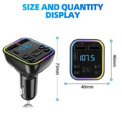 Bluetooth 5.0 FM Wireless Audio Transmitter Car Handsfree PD Type-C Dual USB 3.1A Fast Charger Car MP3 Player Audio Receiver