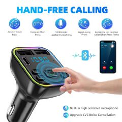 Bluetooth 5.0 FM Wireless Audio Transmitter Car Handsfree PD Type-C Dual USB 3.1A Fast Charger Car MP3 Player Audio Receiver