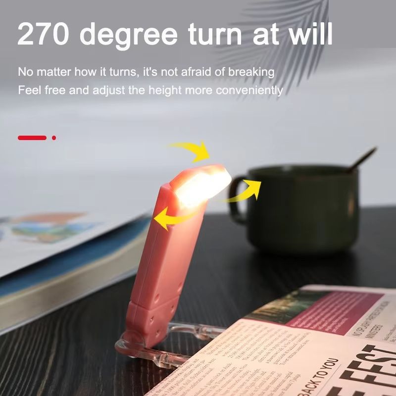 USB Rechargeable LED Book Light 1800K-6000K Portable Clip Desk Light 500mAh Bookmark Reading Light Adjustable Brightness 15 Gear