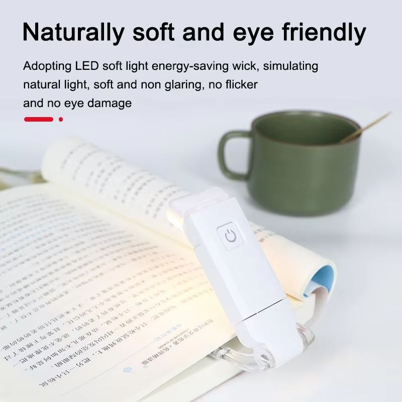 USB Rechargeable LED Book Light 1800K-6000K Portable Clip Desk Light 500mAh Bookmark Reading Light Adjustable Brightness 15 Gear