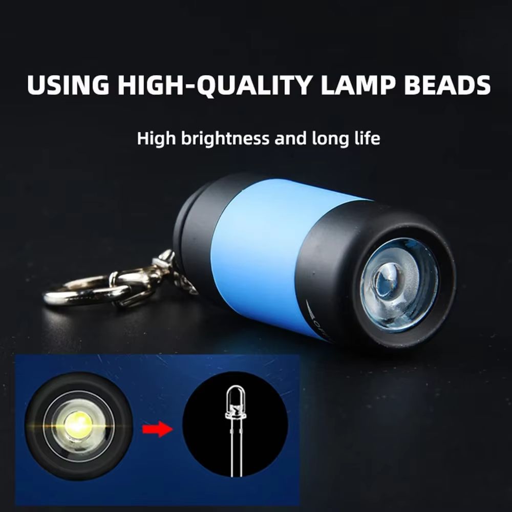 USB Rechargeable LED Multifunctional Strong light Pocket Keychain Flashlight Waterproof Outdoor Hiking Camping Mini Flashlight