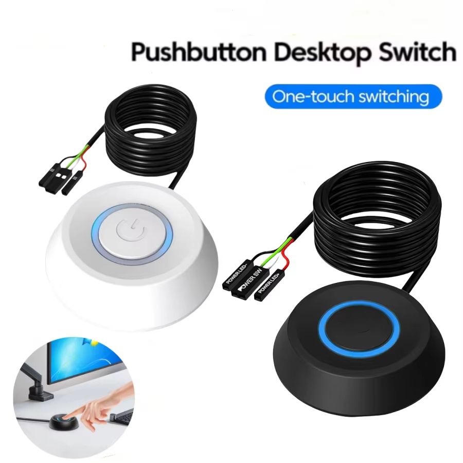 Computer Desktop Switch 1.8M LED Lights PC Motherboard External Start Power On/Off Push Button Extension Cable For Home Office