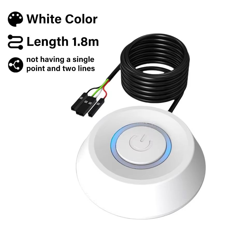 Computer Desktop Switch 1.8M LED Lights PC Motherboard External Start Power On/Off Push Button Extension Cable For Home Office