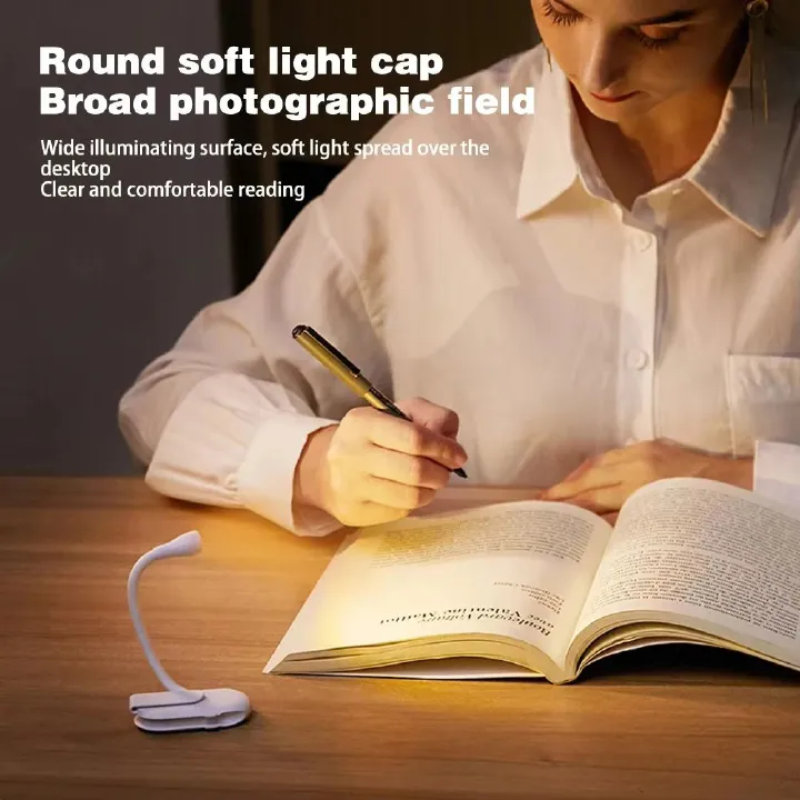 3 Color Mini LED Book Light Eye Protection Adjustable Clip 360° Flip Study Lamp Rechargeable For Travel Bedroom Reading