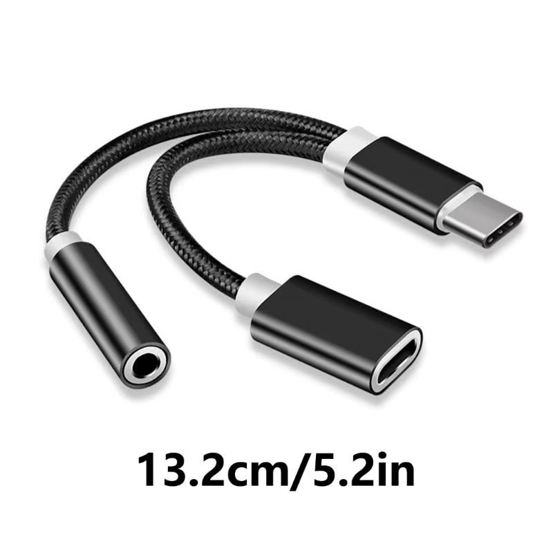 Type C to 3.5mm Headphone Dongle and Cable for Phone 15/16 USB C to 3.5mm Audios and Charging Adapter Cord