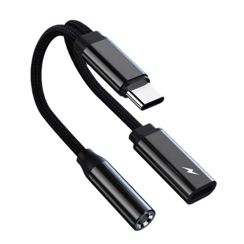 Type C to 3.5mm Headphone Dongle and Cable for Phone 15/16 USB C to 3.5mm Audios and Charging Adapter Cord
