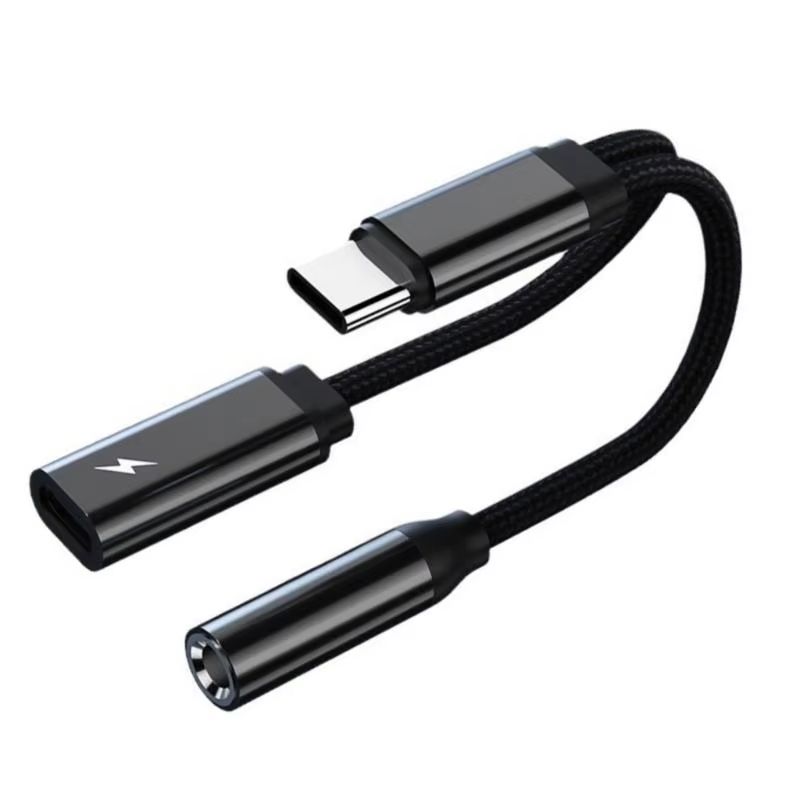 Type C to 3.5mm Headphone Dongle and Cable for Phone 15/16 USB C to 3.5mm Audios and Charging Adapter Cord