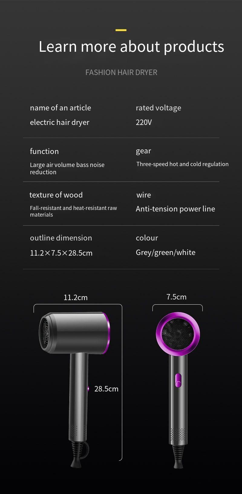 iMZOON 750W Hair Dryer 220V Home & Dorm Portable Hot & Cold Wind Blow Dryer with 3 Speeds Lightweight for Men and Women Travel