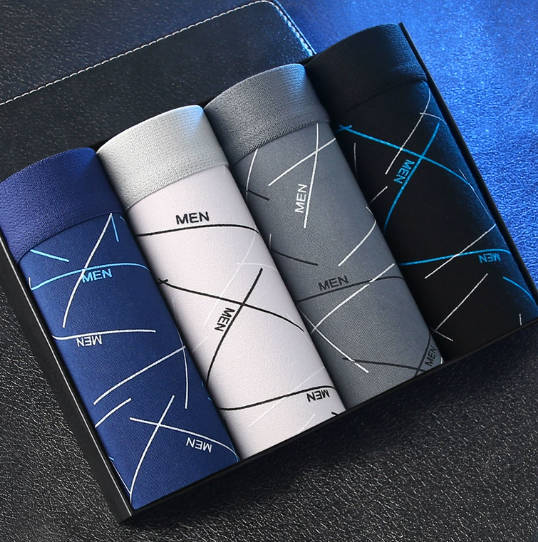 4Pcs Men Boxer underwear Printed Underpants Male Fashion Comfortable Shorts Panties Man Solid Breatable Underwear Boy men clothes Fast delivery within 1-5 days