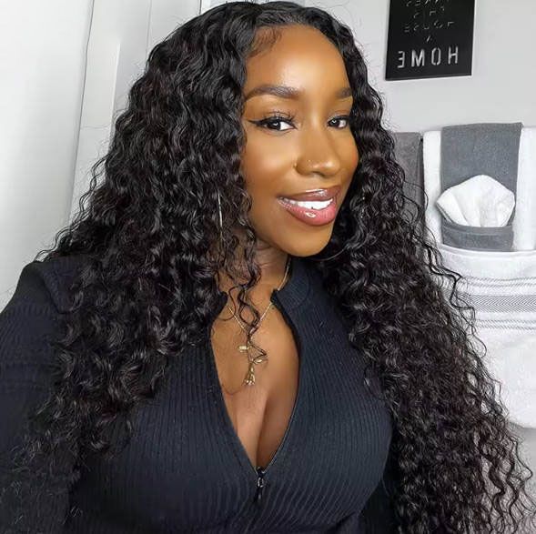 Corn Perm Long Curly Hair Small Roll Deep Wave Human Hair Lace Frontal Wig Curly Lace Front Human Hair Wigs For Black Women