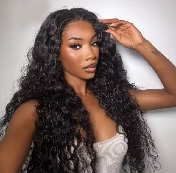 Female Wig Black Long Curly Hair Fashionable Headband Synthetic Wig African Long Curly Hair