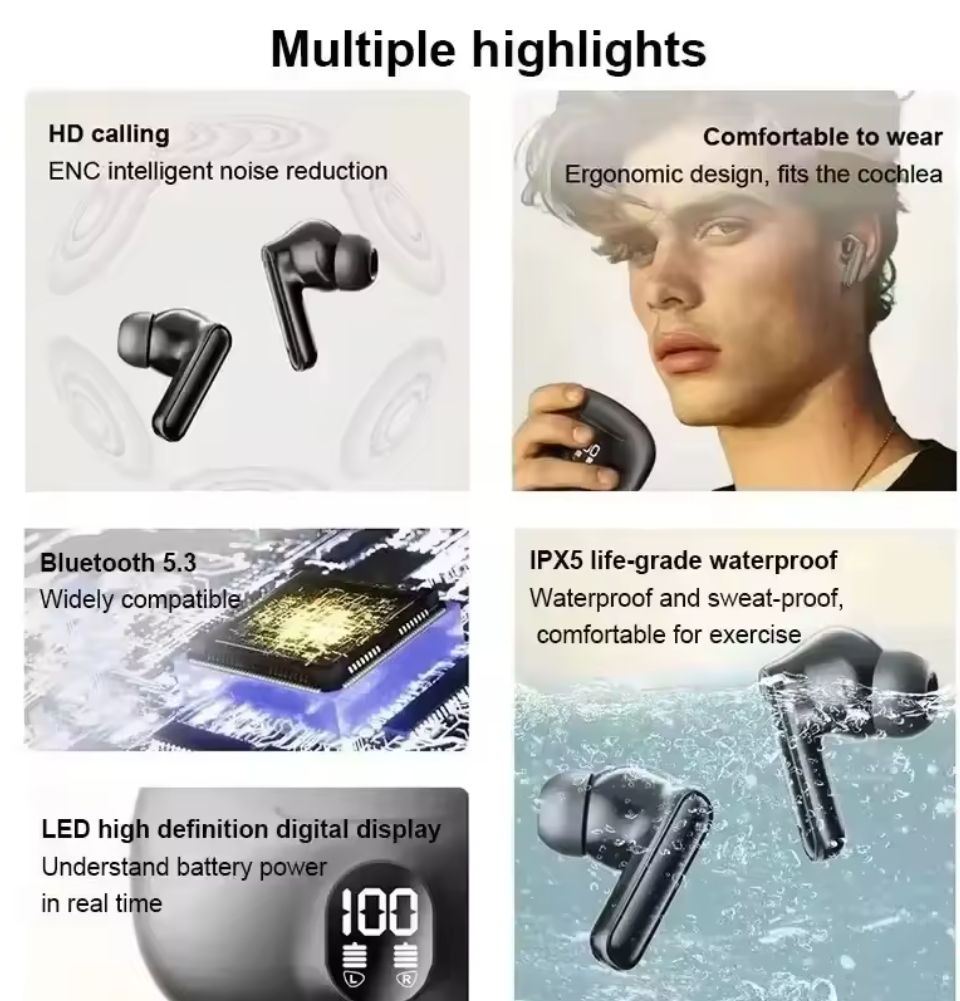 Bluetooth Earphone  Wireless  5.3 tws Earbuds LED Power Display Earbuds In Ear touch Control Sports Earphone Local fast delivery