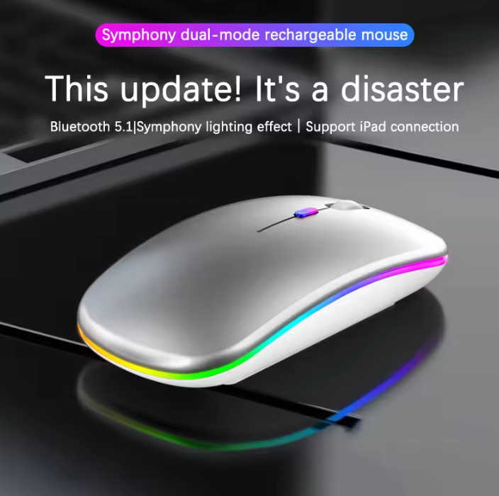 Tablet Phone Computer Bluetooth Wireless Mouse Rechargeable Luminous 2.4G USB Wireless Mouse Portable Mouse Gamer Mouse Mice Fast delivery within 1-5 days