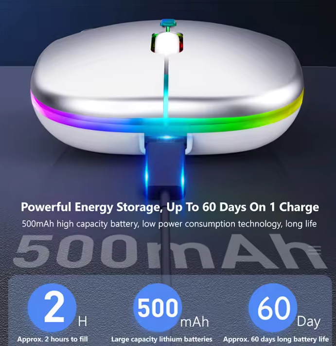 Tablet Phone Computer Bluetooth Wireless Mouse Rechargeable Luminous 2.4G USB Wireless Mouse Portable Mouse Gamer Mouse Mice Fast delivery within 1-5 days