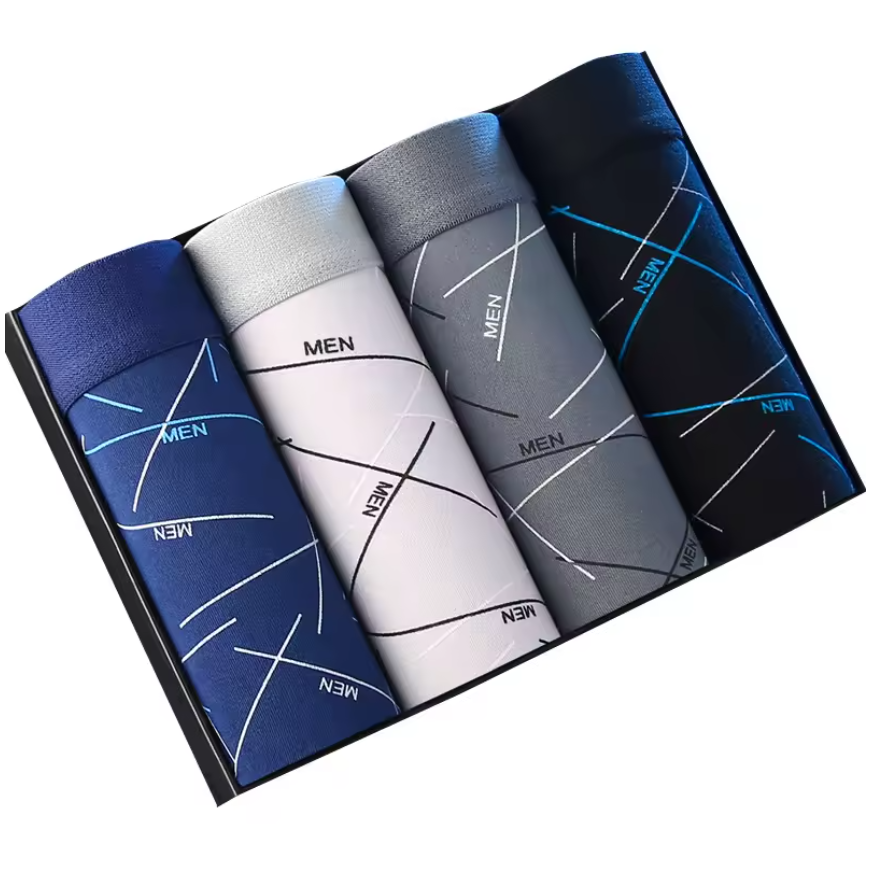 4Pcs Men Boxer underwear Printed Underpants Male Fashion Comfortable Shorts Panties Man Solid Breatable Underwear Boy men clothes Fast delivery within 1-5 days