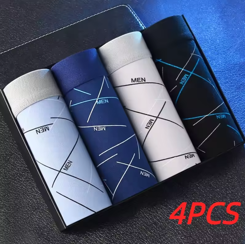 4Pcs Men Boxer underwear Printed Underpants Male Fashion Comfortable Shorts Panties Man Solid Breatable Underwear Boy men clothes Fast delivery within 1-5 days