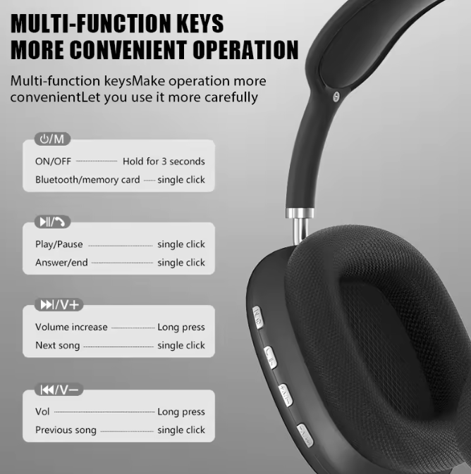 Wireless Bluetooth Earphones Headphones Headset Sports Gaming TF Card Slot Headset Noise Cancelling Headphone Fast delivery within 1-5 days