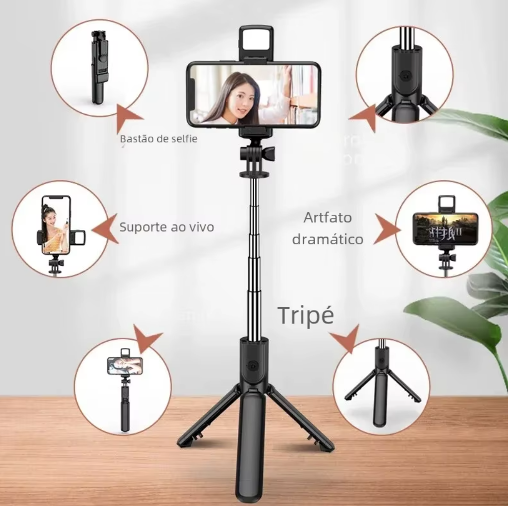 Selfie stick with light Tripod Extendable Wireless Bluetooth Remote Portable Smartphone Tripod Stand Mount For iOS Android Phone