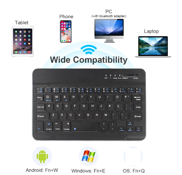 Bluetooth Keyboards Rechargeable Wireless Protable Mini Keyboard keycaps For iPhone Tablet Gaming kit PC Mouse Android Windows Fast delivery within 1-5 days