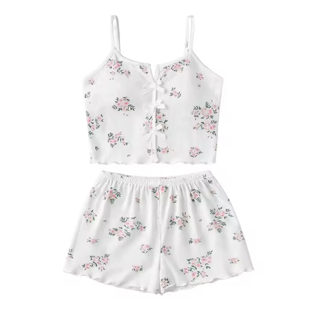 2Pcs Set Ladies Pajama Set Tank Top And Shorts women Set Girl pajamas underwear clothing Elastic Comfortable Fabric Multiple Colors Women's Large Size Pajama Local fast delivery