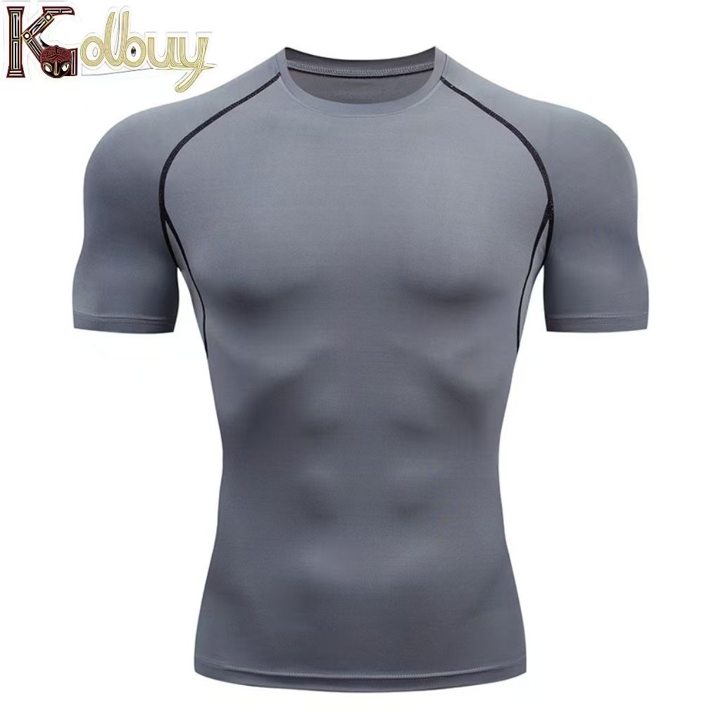 "K golbuy"Gym Wear Morning Running Sportswear High Stretch Short Sleeve Men's Training Clothing Sports Quick-drying Clothing Tights Men