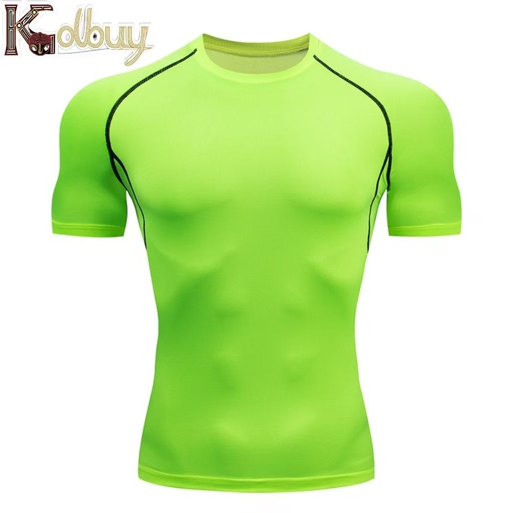 "K golbuy"Gym Wear Morning Running Sportswear High Stretch Short Sleeve Men's Training Clothing Sports Quick-drying Clothing Tights Men