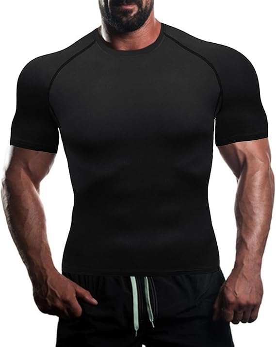 "K golbuy"Gym Wear Morning Running Sportswear High Stretch Short Sleeve Men's Training Clothing Sports Quick-drying Clothing Tights Men