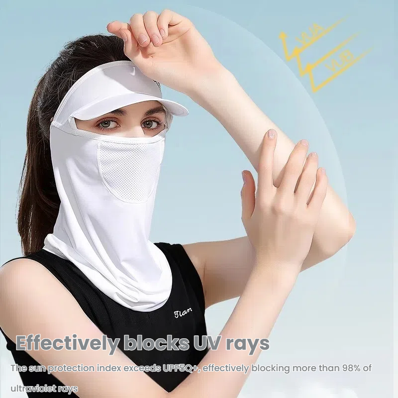 Summer ice - silk sun - protection face mask for women, outdoor sports sun - visor, cycling face - protecting headscarf and veil.