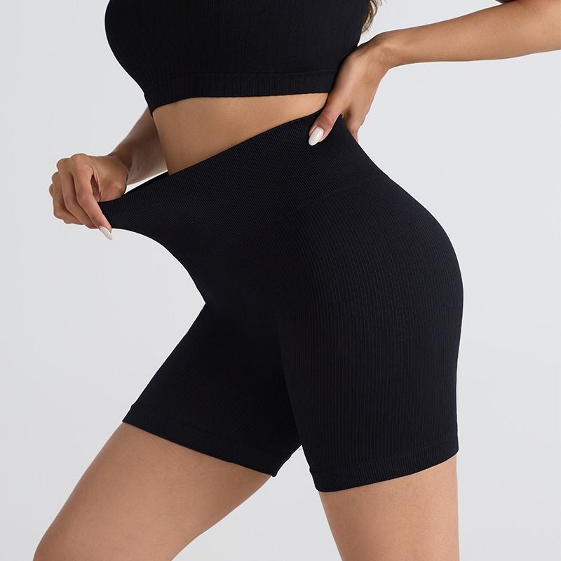 “K Globuy”Seamless Ribbed Stretch 3/4 Yoga & Cycling Shorts for Women - Butt-Lifting Gym Fitness Tights