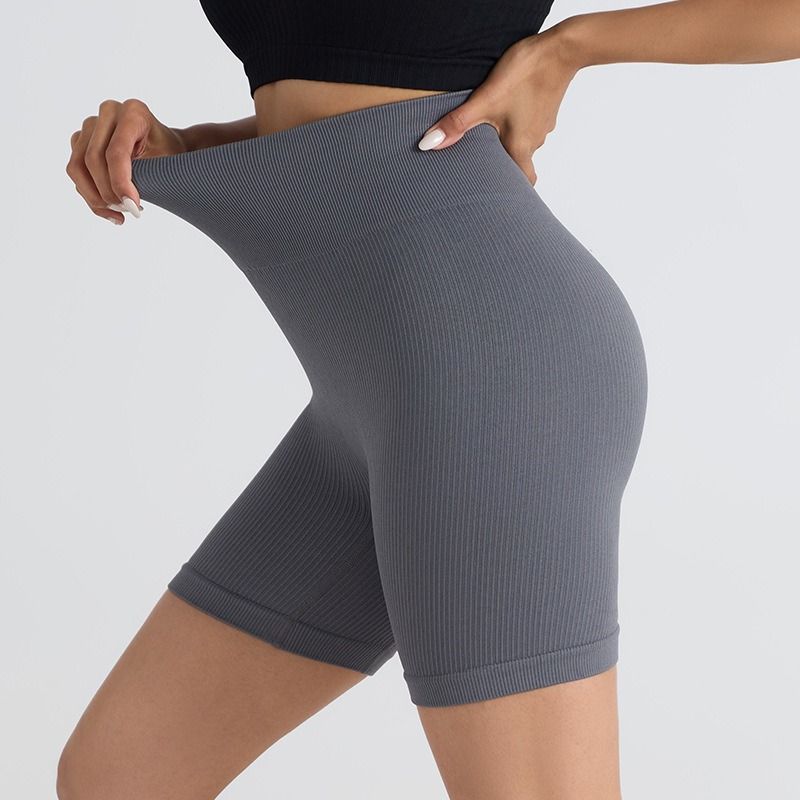 “K Globuy”Seamless Ribbed Stretch 3/4 Yoga & Cycling Shorts for Women - Butt-Lifting Gym Fitness Tights