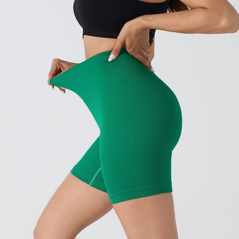 “K Globuy”Seamless Ribbed Stretch 3/4 Yoga & Cycling Shorts for Women - Butt-Lifting Gym Fitness Tights