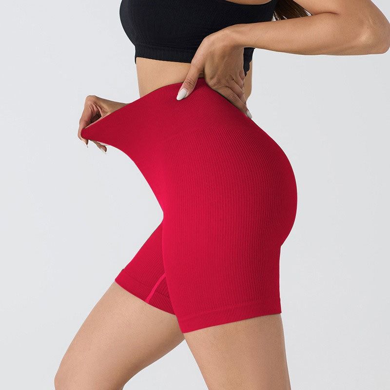 “K Globuy”Seamless Ribbed Stretch 3/4 Yoga & Cycling Shorts for Women - Butt-Lifting Gym Fitness Tights