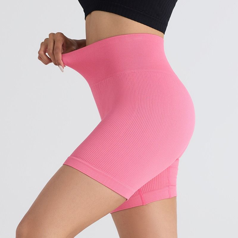 “K Globuy”Seamless Ribbed Stretch 3/4 Yoga & Cycling Shorts for Women - Butt-Lifting Gym Fitness Tights
