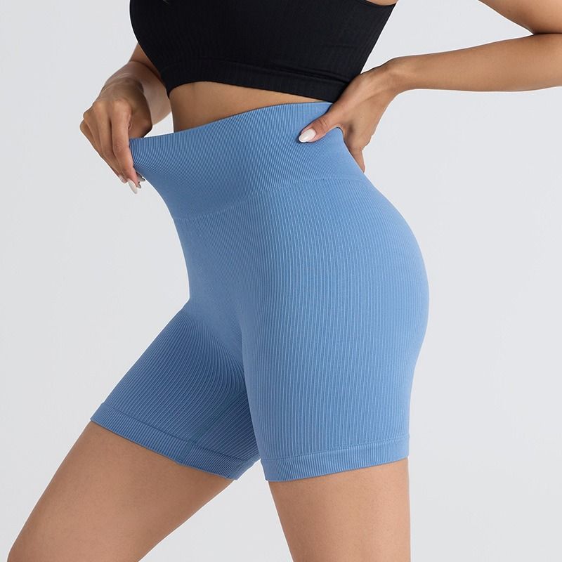 “K Globuy”Seamless Ribbed Stretch 3/4 Yoga & Cycling Shorts for Women - Butt-Lifting Gym Fitness Tights