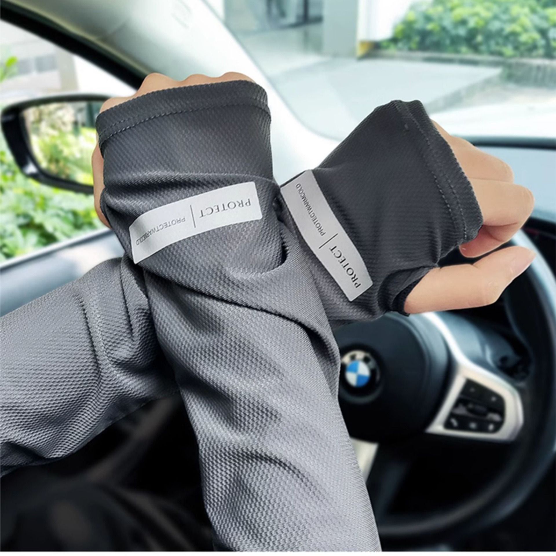 Summer Simple and Loose Unisex Sunscreen Ice Sleeves Thin Ice Silk Sleeve Covers UV Protection for Outdoor Activities and Driving Arm Guards Hand Sleeves