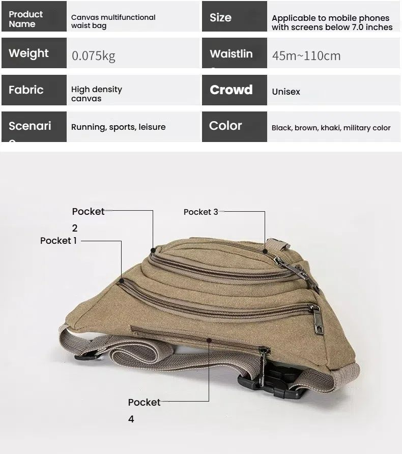 “K golbuy”Multi-functional waist bag for leisure travel unisex use