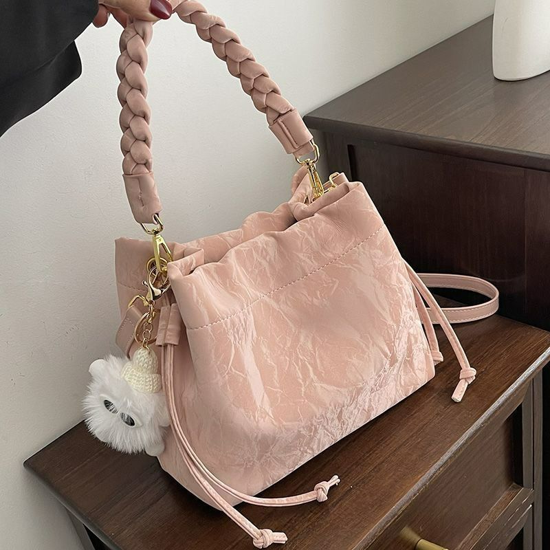 'K GOLBUY'Sense of luxury, foreign style, niche pink bag, women's new versatile crossbody bag, fashion handbag, bucket bag.