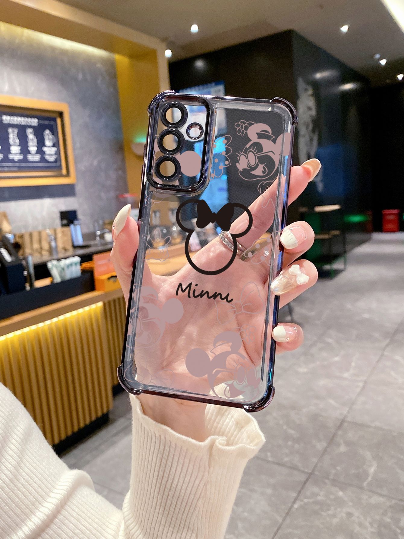 For Samsung Galaxy A15 A05 A35 A55 A14 A34 A33 A53 A73 A32 A56 A36 A06 A16 Fashion Drawing Mickey Minne Mouse Plating Frame Clear Phone Case Anti-shock Cover