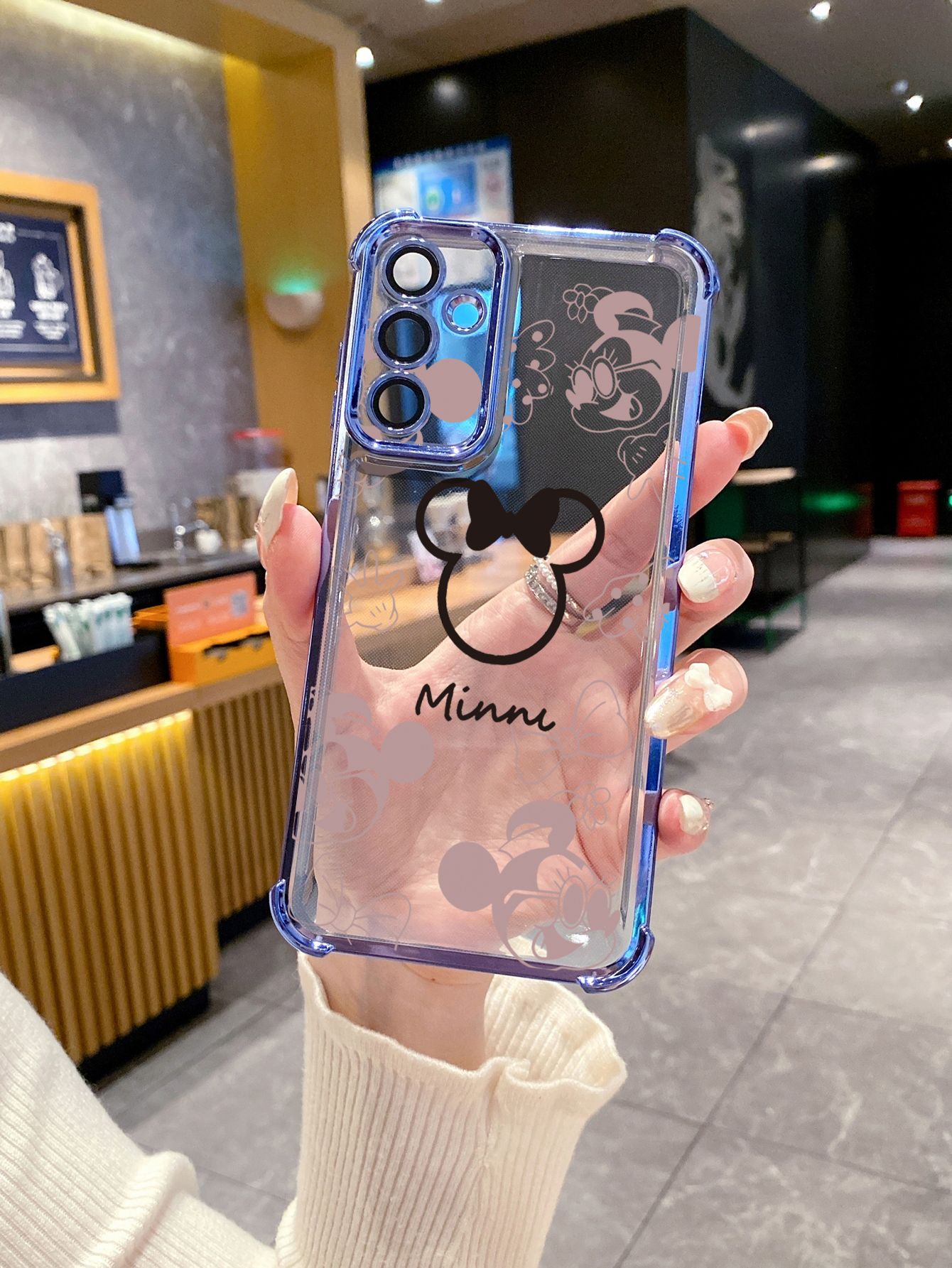 For Samsung Galaxy A15 A05 A35 A55 A14 A34 A33 A53 A73 A32 A56 A36 A06 A16 Fashion Drawing Mickey Minne Mouse Plating Frame Clear Phone Case Anti-shock Cover