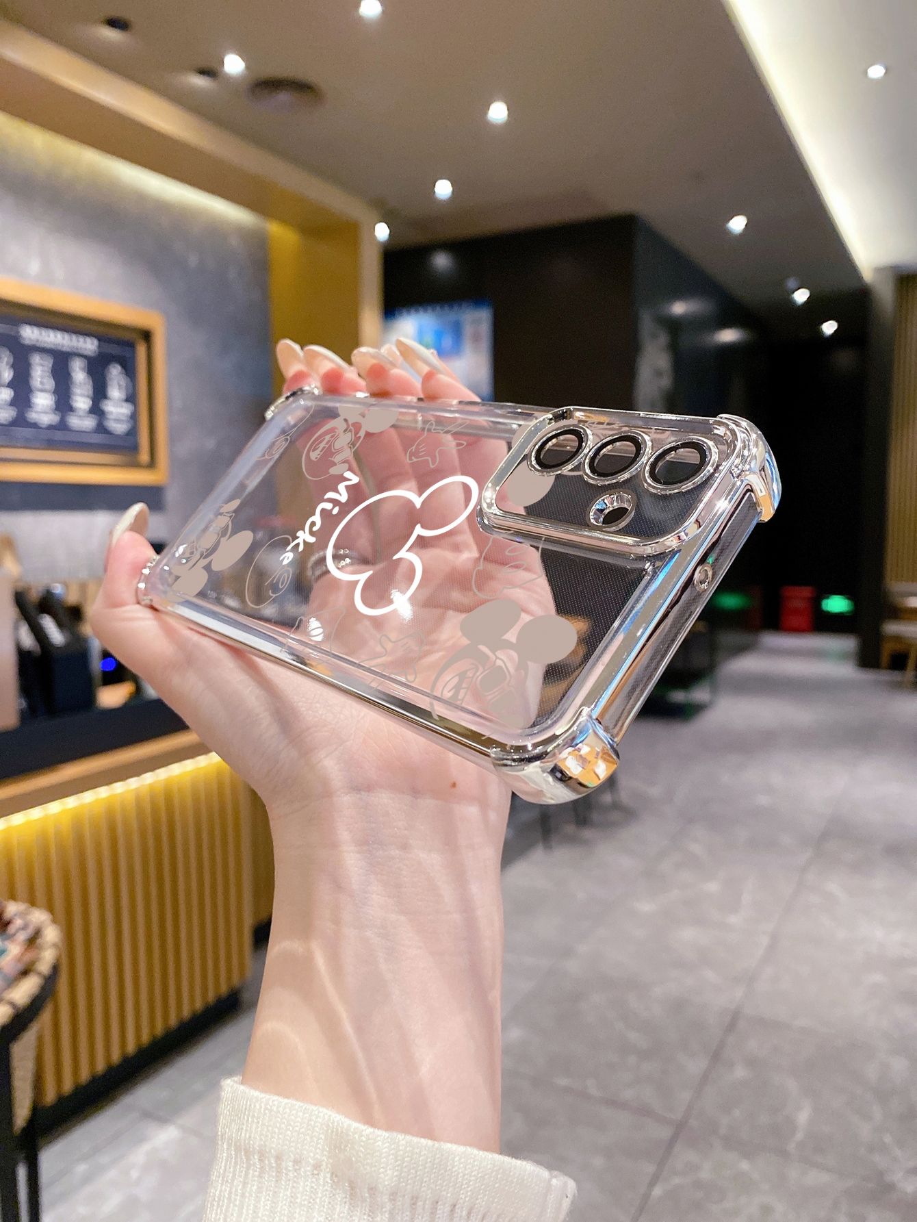 For Samsung Galaxy A15 A05 A35 A55 A14 A34 A33 A53 A73 A32 A56 A36 A06 A16 Fashion Drawing Mickey Minne Mouse Plating Frame Clear Phone Case Anti-shock Cover