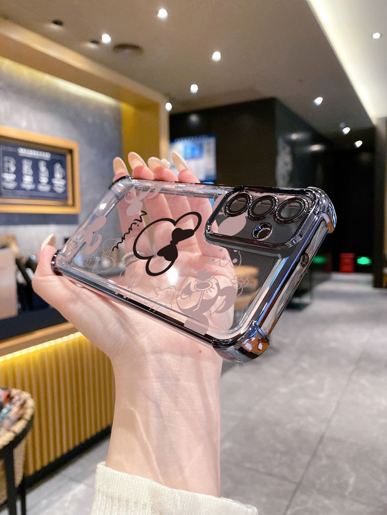 For Samsung Galaxy A15 A05 A35 A55 A14 A34 A33 A53 A73 A32 A56 A36 A06 A16 Fashion Drawing Mickey Minne Mouse Plating Frame Clear Phone Case Anti-shock Cover