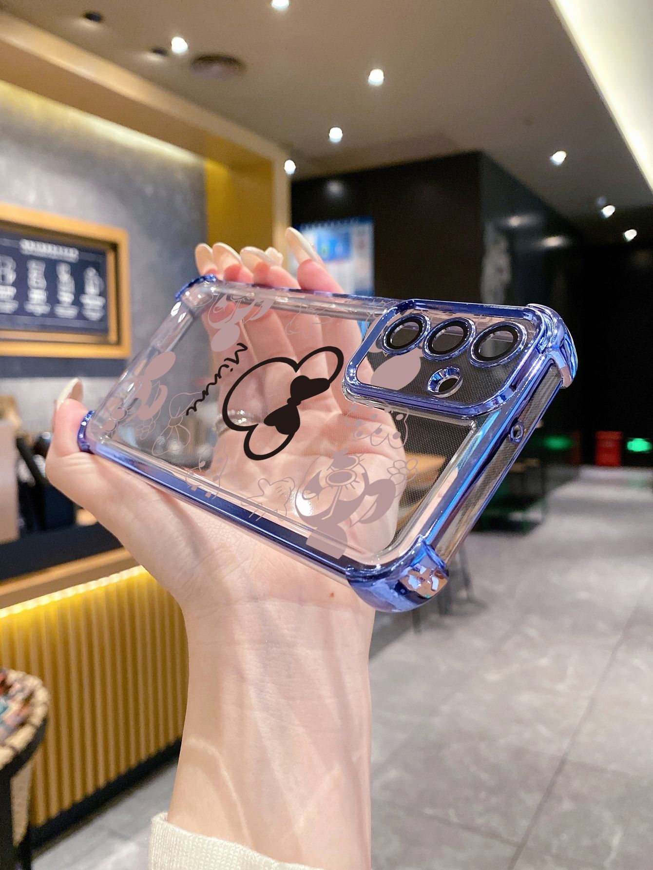 For Samsung Galaxy A15 A05 A35 A55 A14 A34 A33 A53 A73 A32 A56 A36 A06 A16 Fashion Drawing Mickey Minne Mouse Plating Frame Clear Phone Case Anti-shock Cover