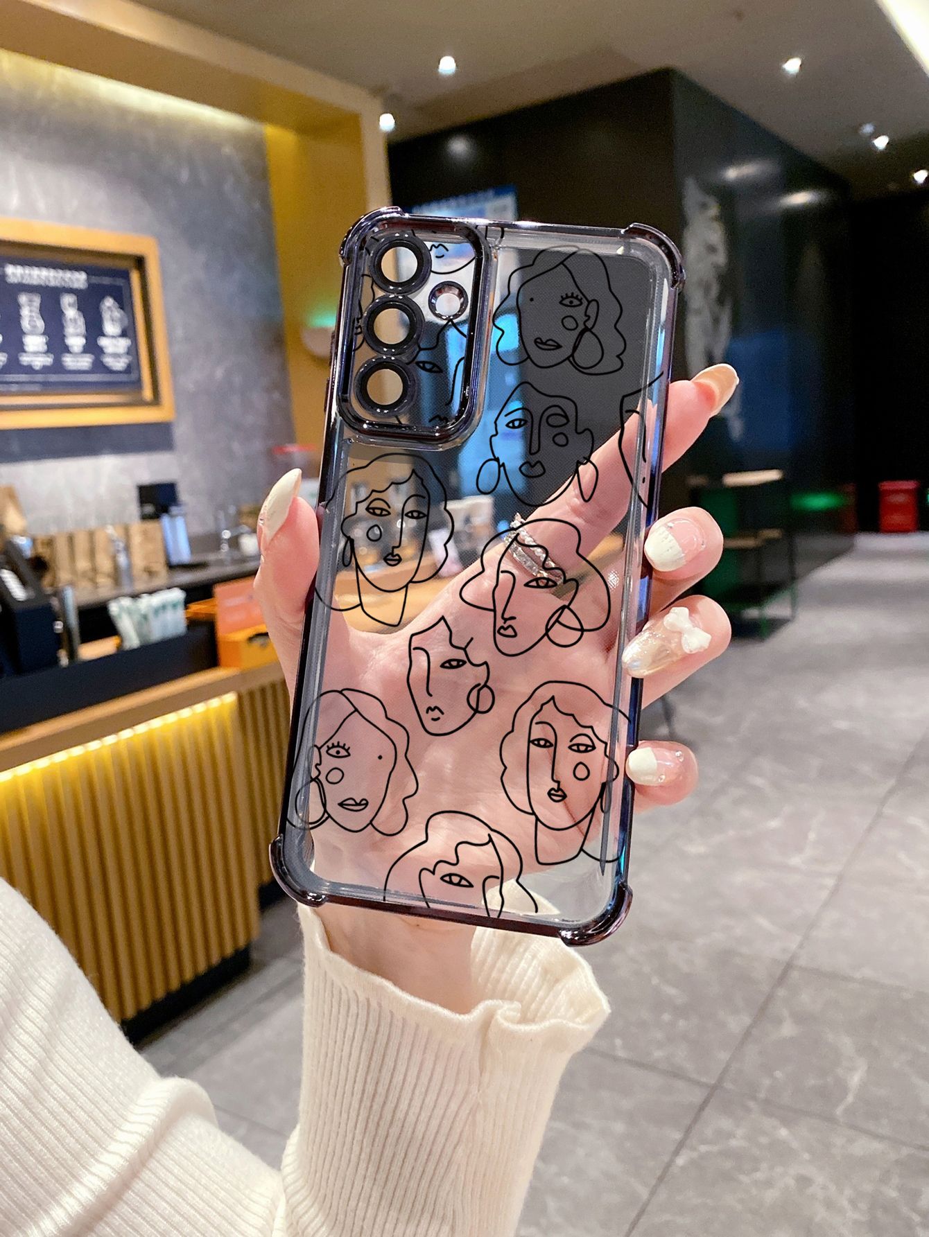 For Xiaomi Redmi Note 14 13 Pro 5G 12S 4G 12 Turbo 11S 13C 12C Retro Art Abstrak Women Face Plating Frame Clear Phone Case Anti-shock Cover